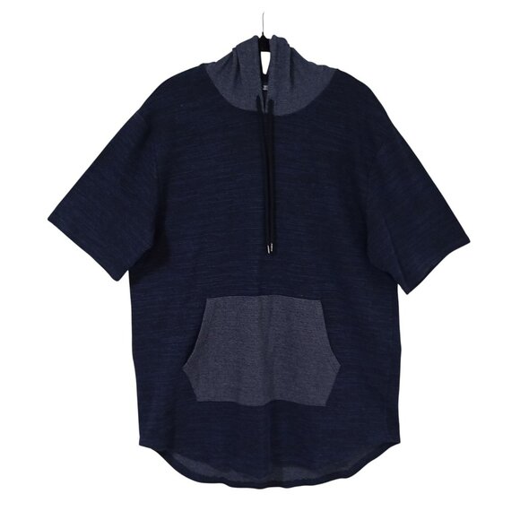 Elwood Sweatshirt Size XL Mens Hoodie Navy & Gray Short Sleeve  Oversized - Picture 1 of 7